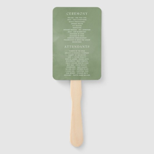 Hochzeitsprogramm für geometrische Kristallgrün Fächer (Rückseite)