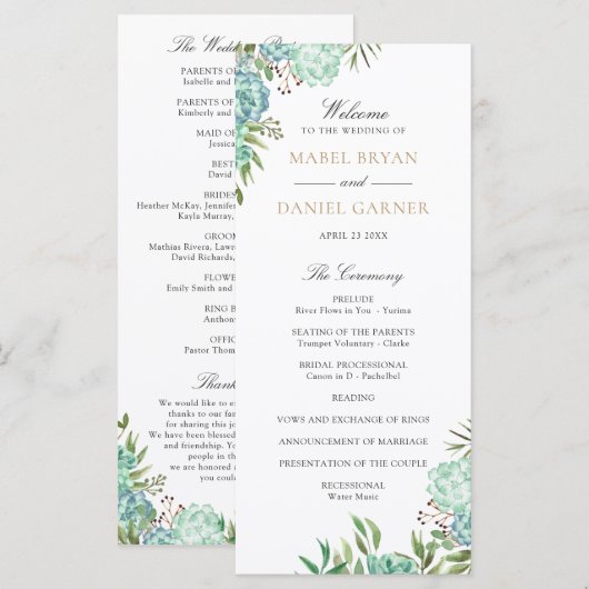 Hochzeitsprogramm für geometrische Rahmen Programm (Vorne/Hinten)