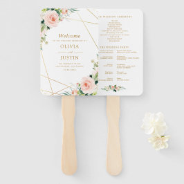 Hochzeitsprogramm für geometrisches Gold und Blüte Fächer