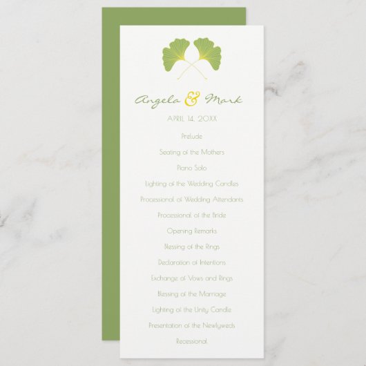 Hochzeitsprogramm für Ginkgo Tree Blätter Programm (Vorne/Hinten)