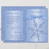 Hochzeitsprogramm für Glittery Blue Snowflake (Vorne/Hinten)