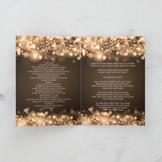 Hochzeitsprogramm für glühende Lichter Gold Programm (Innenseite)