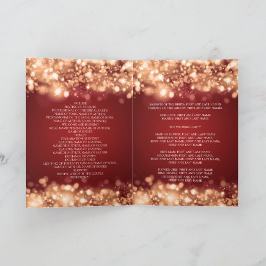 Hochzeitsprogramm für glühende Lichter Gold Programm (Innenseite)
