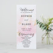 Hochzeitsprogramm für Gold, Blush & Off White Star (Stehend Vorderseite)