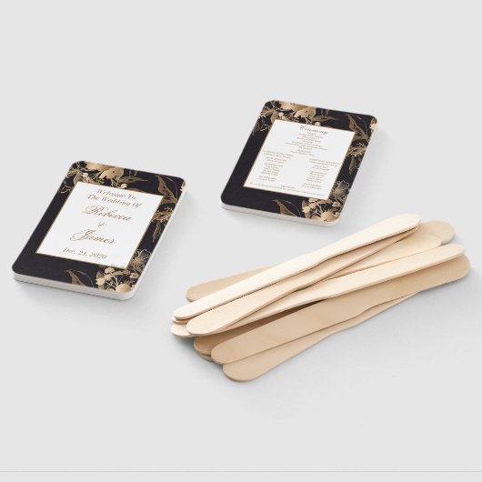 Hochzeitsprogramm für Gold-Metallic-Flora Fächer (Non-assembled)