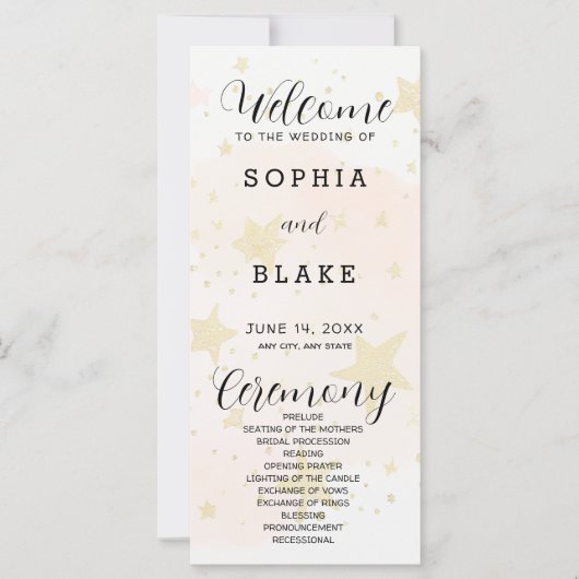Hochzeitsprogramm für Gold, Orange und Off White S (Vorderseite)