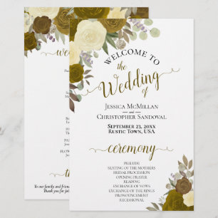 Hochzeitsprogramm für Gold und Gelb