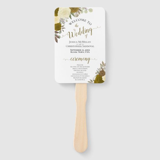 Hochzeitsprogramm für Gold und Gelb Fächer (Vorderseite)