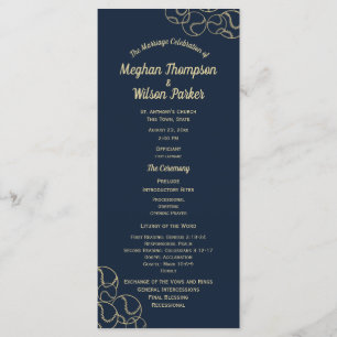 Hochzeitsprogramm für Gold und Navy-Blue-Baseball Programm