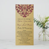 Hochzeitsprogramm für Gold und Rosa Programm (Stehend Vorderseite)