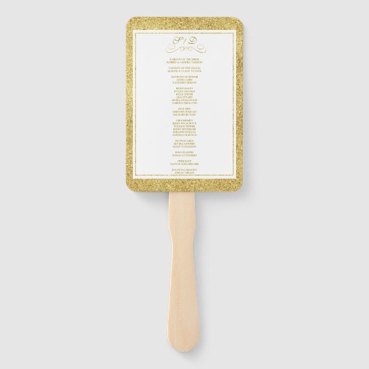 Hochzeitsprogramm für Gold und Weiße Grenze Fächer (Rückseite)