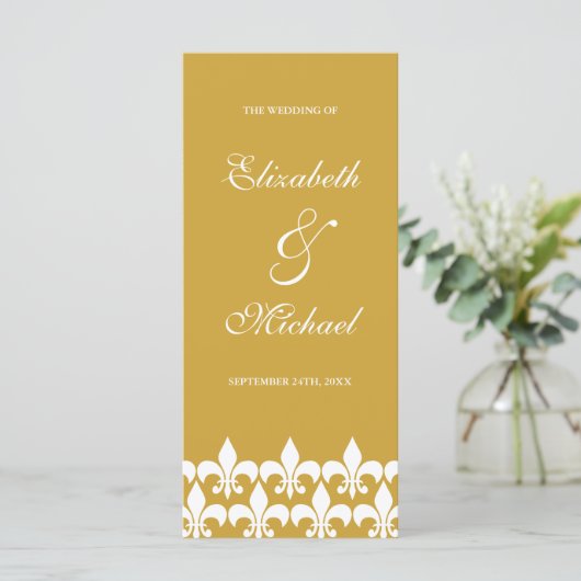 Hochzeitsprogramm für Gold und Weiße Lilie Programm (Stehend Vorderseite)