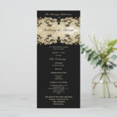 Hochzeitsprogramm für Golden Floral Lace Programm (Stehend Vorderseite)