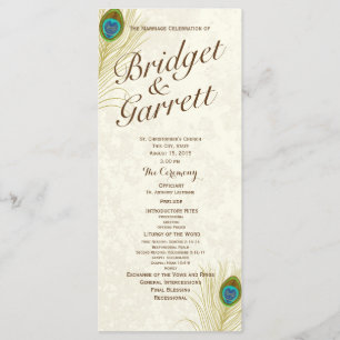 Hochzeitsprogramm für Golden Peacock Feathers Programm