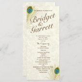 Hochzeitsprogramm für Golden Peacock Feathers Programm (Vorne/Hinten)