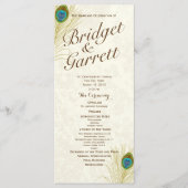 Hochzeitsprogramm für Golden Peacock Feathers Programm (Vorderseite)