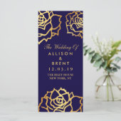 Hochzeitsprogramm für Goldene Rose - Blau Programm (Stehend Vorderseite)