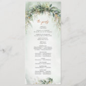 Hochzeitsprogramm für goldenes Blattgold Programm (Rückseite)