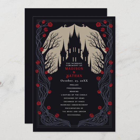 Hochzeitsprogramm für gotische Blumen Programm (Vorne/Hinten)