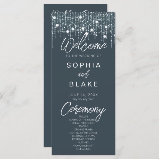 Hochzeitsprogramm für graue und weiße Hängematten (Vorne/Hinten)