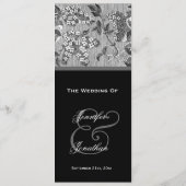 Hochzeitsprogramm für graue Vintage Blume Damask Programm (Rückseite)