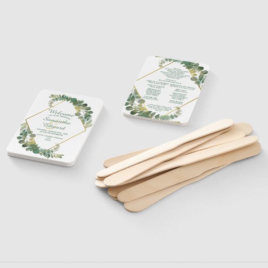 Hochzeitsprogramm für Green Foliage Gold Diamond F Fächer (Non-assembled)