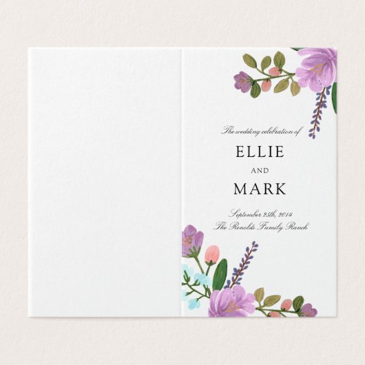 Hochzeitsprogramm für grellfarbene Mini (Außenseite Aufgefaltet)