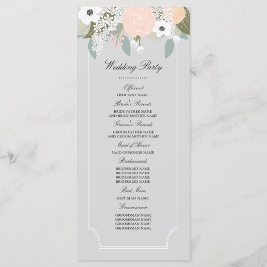 Hochzeitsprogramm für große Blumen Programm (Rückseite)