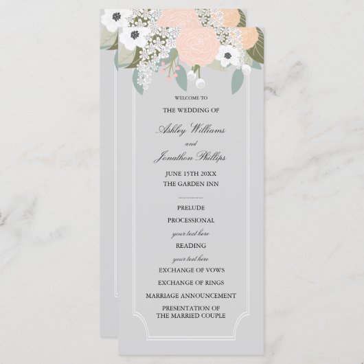 Hochzeitsprogramm für große Blumen Programm (Vorne/Hinten)