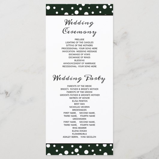 Hochzeitsprogramm für Grüne Berge und Nadelbäume Programm (Rückseite)