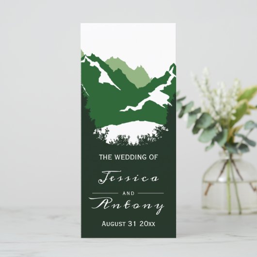 Hochzeitsprogramm für Grüne Berge und Nadelbäume Programm (Stehend Vorderseite)