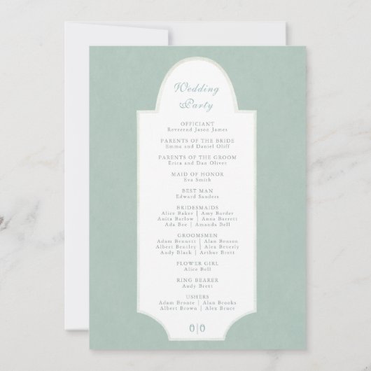 Hochzeitsprogramm für grüne Blätter Einladung (Rückseite)