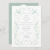 Hochzeitsprogramm für grüne Blätter Einladung (Vorne/Hinten)