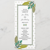 Hochzeitsprogramm für grüne Blätter Programm (Vorderseite)