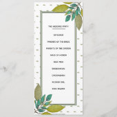 Hochzeitsprogramm für grüne Blätter Programm (Rückseite)