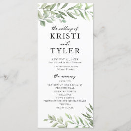 Hochzeitsprogramm für Grüne Blätter Programm