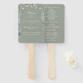 Hochzeitsprogramm für grüne Blumenkaskade Fächer (Vorne und Hinten)