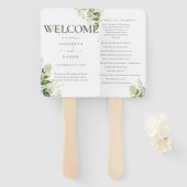 Hochzeitsprogramm für grüne Blumenschrift Fächer (Vorne und Hinten)