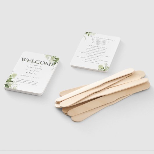 Hochzeitsprogramm für grüne Blumenschrift Fächer (Non-assembled)