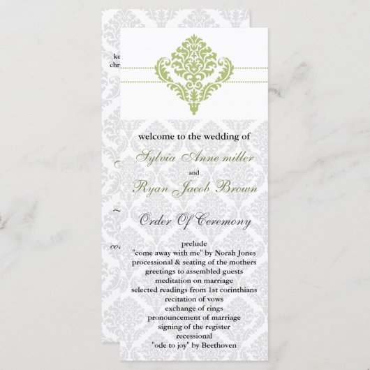 Hochzeitsprogramm für grüne Damme Programm (Vorne/Hinten)