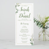 Hochzeitsprogramm für Grüne, Gold und Weiße Blumen Programm (Stehend Vorderseite)