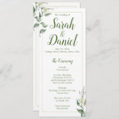 Hochzeitsprogramm für Grüne, Gold und Weiße Blumen Programm (Vorne/Hinten)