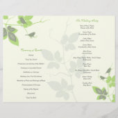 Hochzeitsprogramm für grüne Grauvögel und Reben (Rückseite)