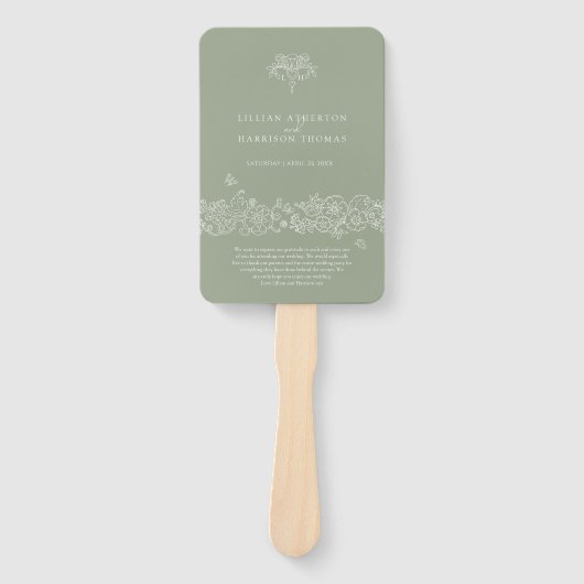 Hochzeitsprogramm für grüne Lilie dank Fächer (Vorderseite)