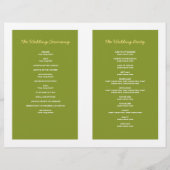 Hochzeitsprogramm für Grüne Palmen (Rückseite)