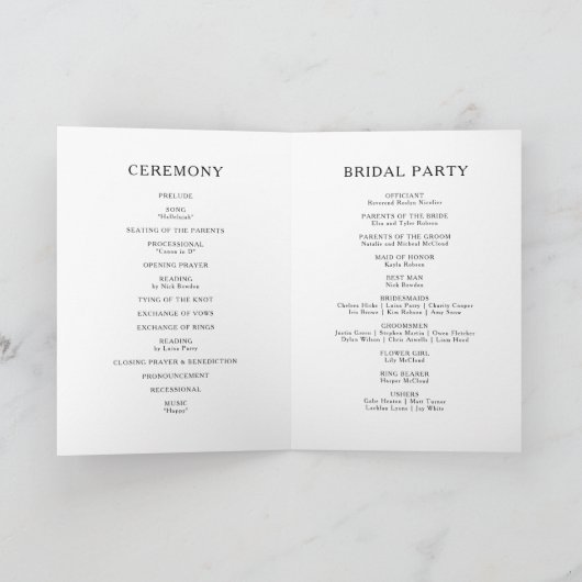 Hochzeitsprogramm für Grüne und Goldberge Programm (Innenseite)