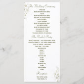 Hochzeitsprogramm für grüne und goldene einfache H Programm (Rückseite)