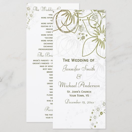 Hochzeitsprogramm für grüne und goldene einfache H Programm (Vorne/Hinten)