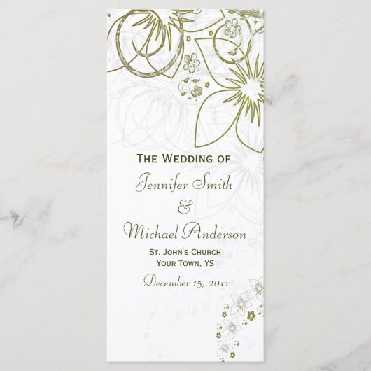 Hochzeitsprogramm für grüne und goldene einfache H Programm (Vorderseite)