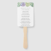 Hochzeitsprogramm für grüne und Lila Sukkulenten Fächer (Rückseite)